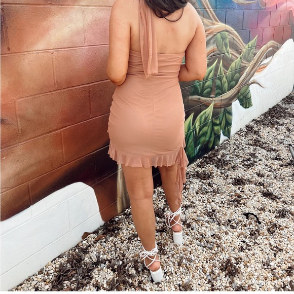 Blue Blush Ruched Ribbed Mini Dress - Picture 2 of 6